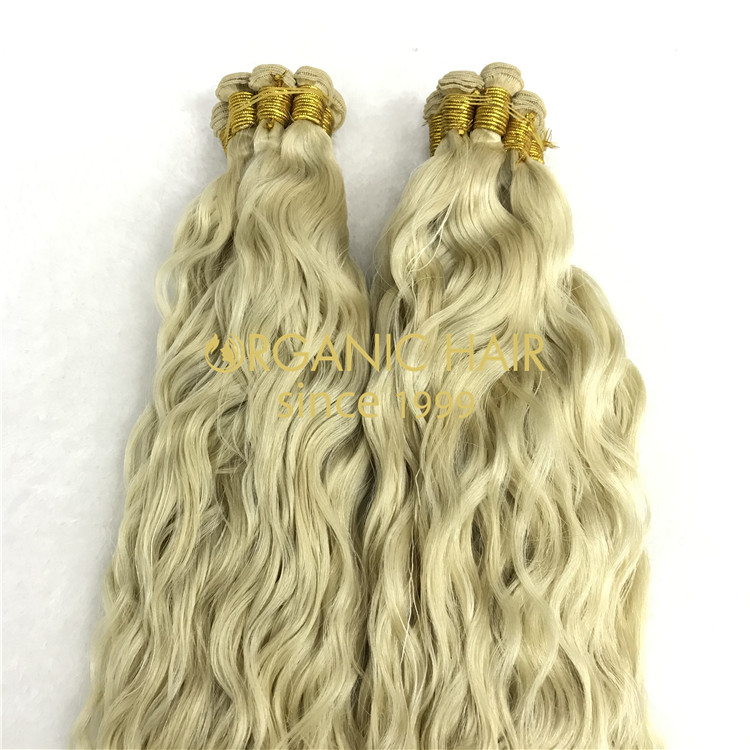 Human full cuticle remy hand tied wefts natural wave X375